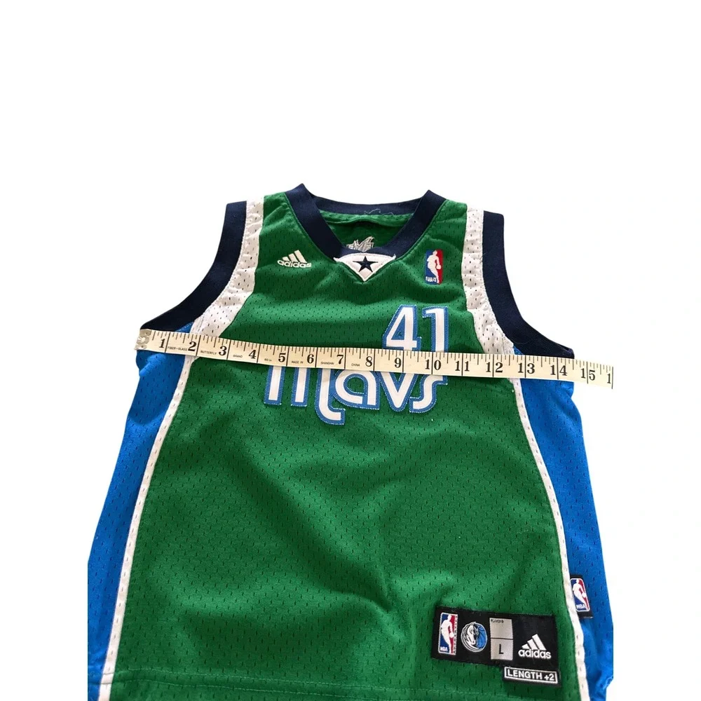 Adidas‎ NBA Mavericks Dirk Nowitzki #41 Jersey Youth Boys L 2+ Length Basketball